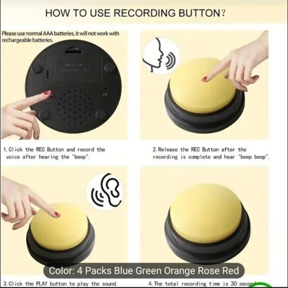 NWT 4pcs Interactive Pet Communication Buttons Training Sound for Cats & Dogs - Picture 5 of 12